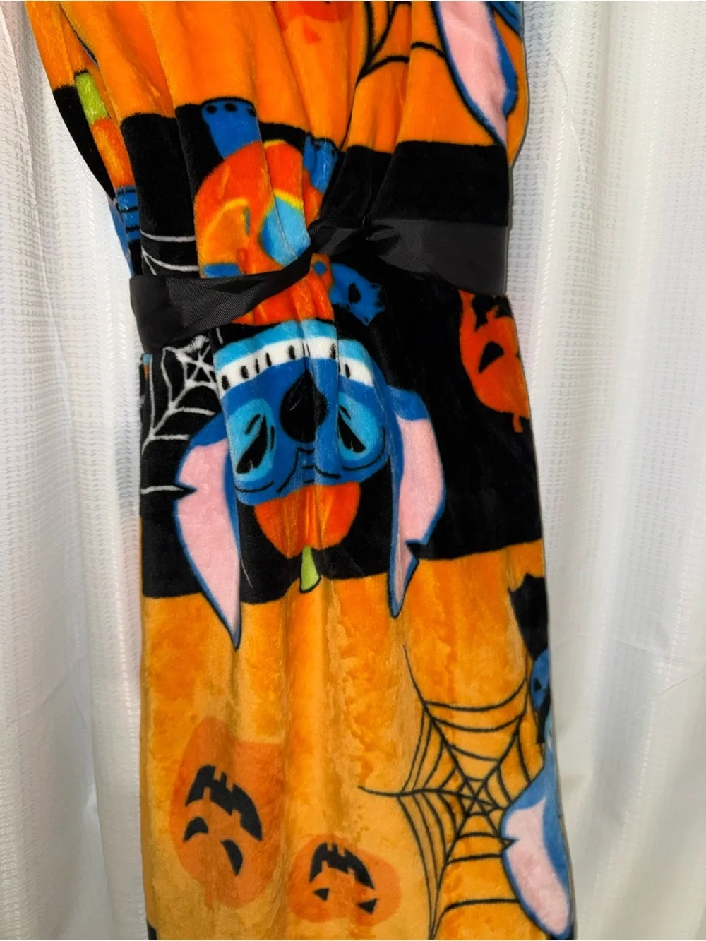 Disney Halloween Stitch Plush throw blanket 60”x70” Orange, Black new